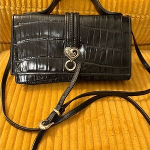 Brighton Black Croc-Embossed Crossbody Bag